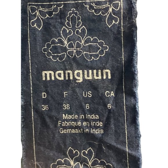 Manguun Navy Blue Sexy & Sheer 3/4 Sleeve Blouse Size 6 - Picture 4 of 6